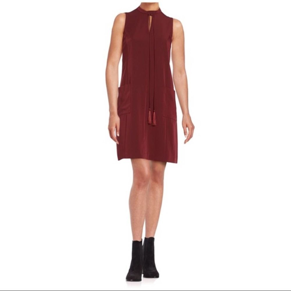 Anthropologie Erin Fetherston Burgundy Red Sleeveless Boho Shift Dress womens 2